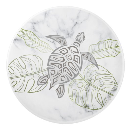 Graumeerschildkröte, tropischer Marmorküste Keramikknauf (Vorderseite)