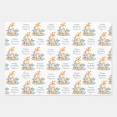 Grauminze Wasserfarbe Niedlich Safari Jungle Tiere Geschenkpapier Set (Vorderseite)