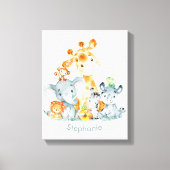 Grauminze Wasserfarbe Niedlich Safari Jungle Tiere Leinwanddruck (Vorderseite)