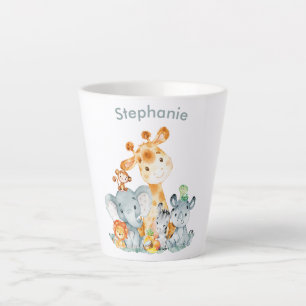 Grauminze Wasserfarbe Niedlich Safari Jungle Tiere Milchtasse