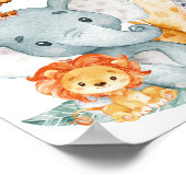 Grauminze Wasserfarbe Niedlich Safari Jungle Tiere Poster (Ecke)