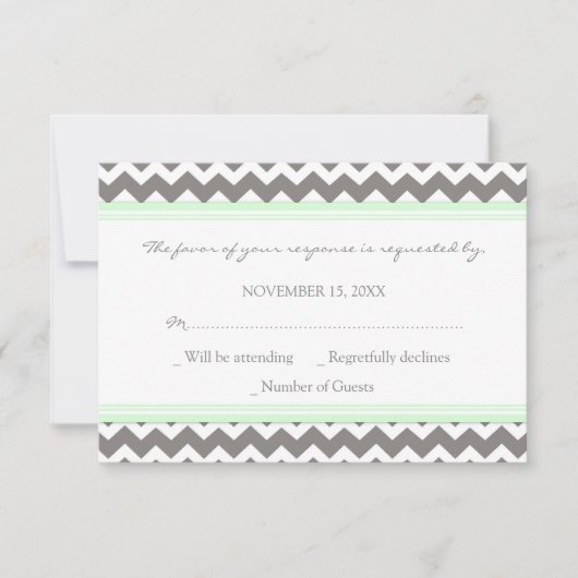 Grauminze Zickzack UAWG Wedding Card RSVP Karte (Vorderseite)