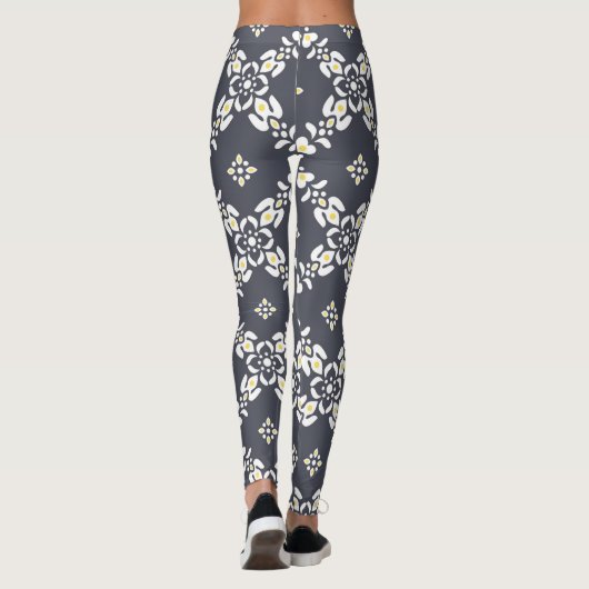 Graumuster Blätter fließen Leggings (Rückseite)