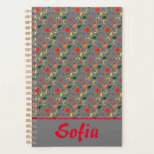 Graumuster Blumenmohn Wildblumen Planer (Vorderseite)