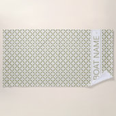 Grauolivengrün geometrisches Muster Personalisiert Strandtuch (Vorderseite)