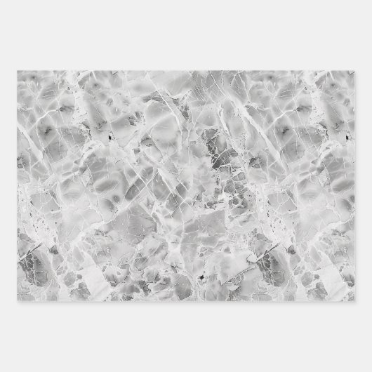 Grauopulente Marmorsäulen-Papierfolien Geschenkpapier Set (Vorderseite 2)