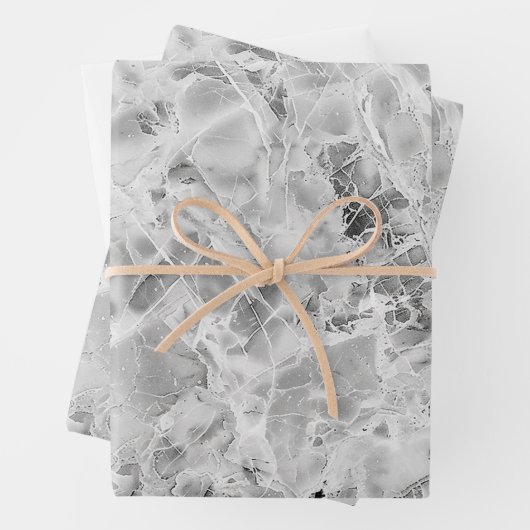 Grauopulente Marmorsäulen-Papierfolien Geschenkpapier Set (Beispiel)