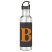 Grauorange moderne mit Monogramm beruflich Edelstahlflasche (Vorderseite)