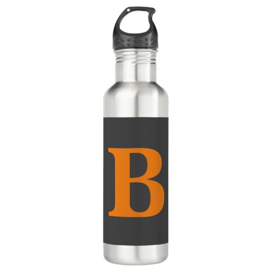 Grauorange moderne mit Monogramm beruflich Edelstahlflasche (Vorderseite)