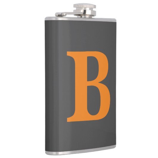 Grauorange moderne mit Monogramm beruflich Flachmann (Rechts)