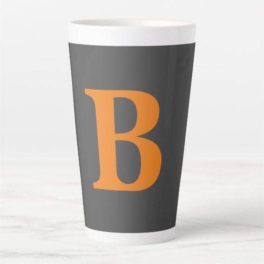 Grauorange moderne mit Monogramm beruflich Milchtasse (Vorderseite)