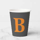 Grauorange moderne mit Monogramm beruflich Pappbecher (Vorderseite)