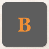 Grauorange moderne mit Monogramm beruflich Rechteckiger Pappuntersetzer (Vorderseite)