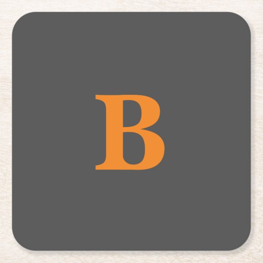 Grauorange moderne mit Monogramm beruflich Rechteckiger Pappuntersetzer (Vorderseite)