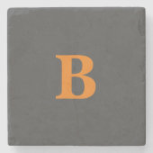 Grauorange moderne mit Monogramm beruflich Steinuntersetzer (Vorderseite)