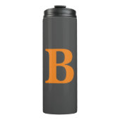 Grauorange moderne mit Monogramm beruflich Thermosbecher (Vorderseite)