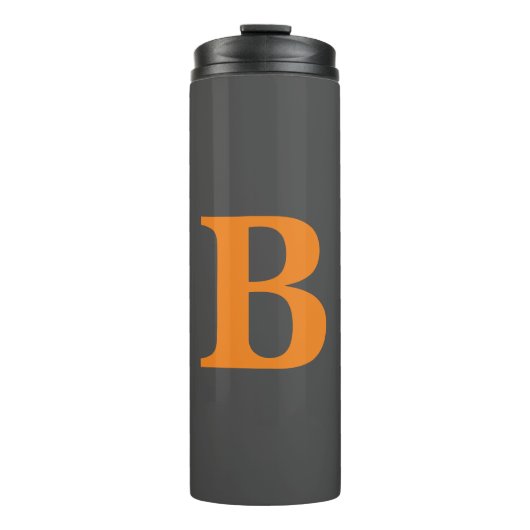 Grauorange moderne mit Monogramm beruflich Thermosbecher (Vorderseite)