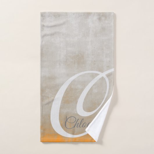 Grauorange, rustikal, Abstrakt Badhandtuch Set (Handtuch)