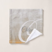 Grauorange, rustikal, Abstrakt Badhandtuch Set (Waschlappen)