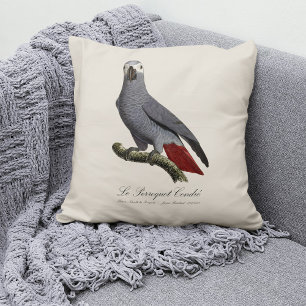 Graupapagei, Psittacus erithacus, Vintage Kissen