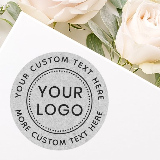Graupapiertextur, benutzerdefiniertes Logo, kreisf Runder Aufkleber