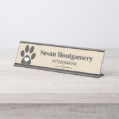 Graupappe Print & Herz Schreibtischnamensplakette (Vorderseite )