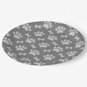 Graupaws und Knochenmuster Pappteller (Schrägansicht)