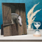 Graupferd an der stabilen Tür Fotoplatte (Seite)