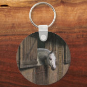 Graupferd an der stabilen Tür Schlüsselanhänger (Vorderseite)