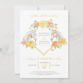 Graupferde und Gelbrosen mit Monogramm Einladung (Vorderseite)