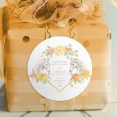 Graupferde und Gelbrosen mit Monogramm Runder Aufkleber