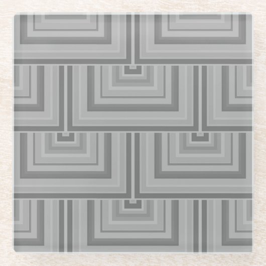 Grauquadratische Waage Glasuntersetzer (Vorderseite)