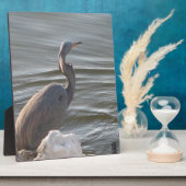 Graureiher am Wasser Fotoplatte (Seite)