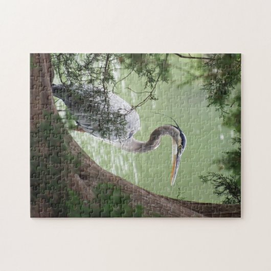 Graureiher durch den Baum Puzzle (Horizontal)
