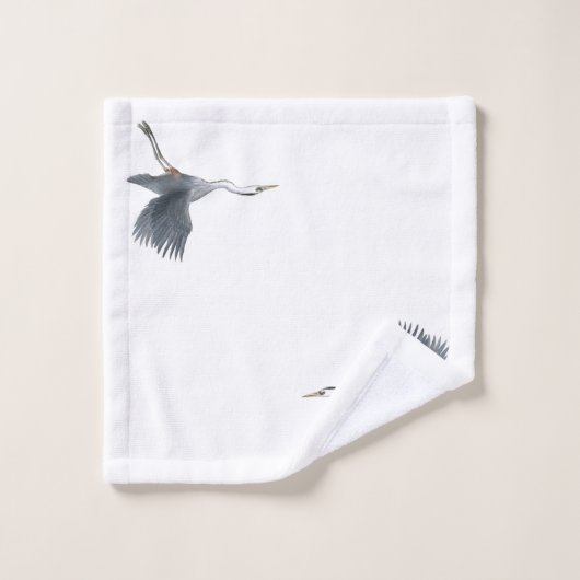 Graureiher-Fliegen Badhandtuch Set (Waschlappen)