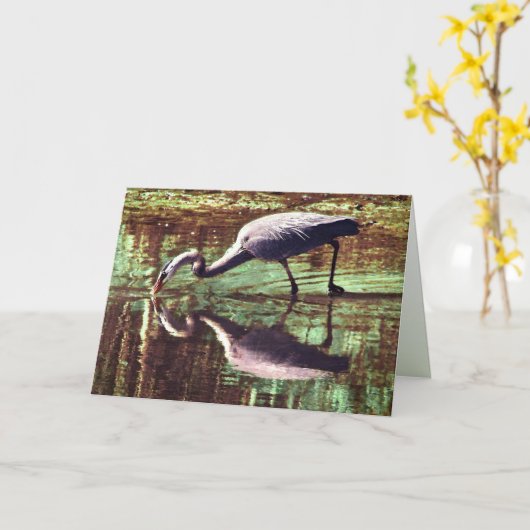 Graureiher-Geburtstag Karte (Gelbe Blume)