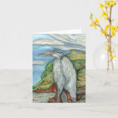 "Graureiher-" Gruß-Karte Karte (Gelbe Blume)