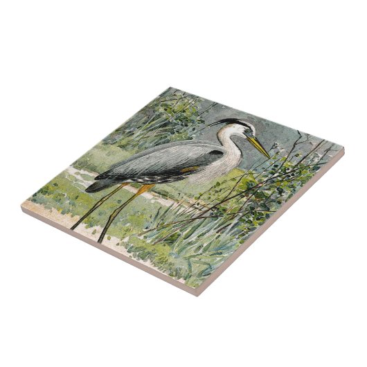 Graureiher-Illustration Fliese (Seite)