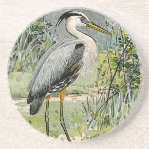 Graureiher-Illustration Sandstein Untersetzer