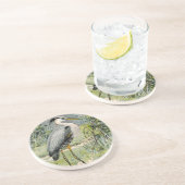 Graureiher-Illustration Sandstein Untersetzer (Seite)