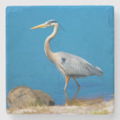 Graureiher-Vogel Steinuntersetzer (Vorderseite)