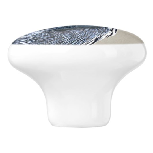 Graureiher-Vogel-Tier-Tier-Griff Keramikknauf (Seitenansicht)