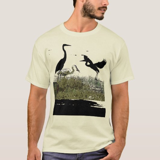 Graureiher-Vogel-Tier-Tiere T-Shirt (Vorderseite)