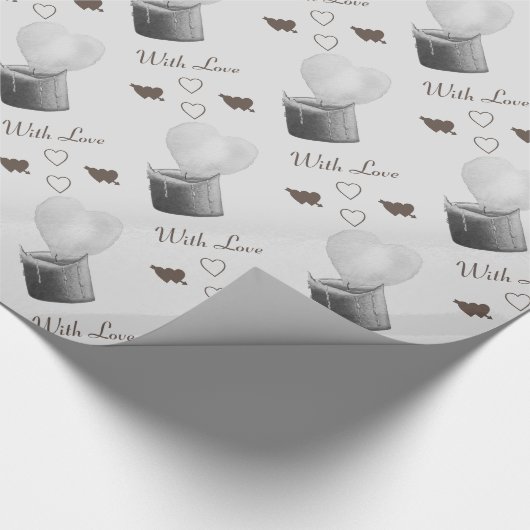 Grauromantische Herzkerze Geschenkpapier (Ecke)