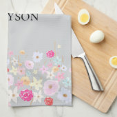 Graurosa Blau Gelbe Blumen Geschirrtuch (Viertel Falte)