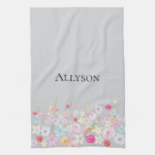 Graurosa Blau Gelbe Blumen Geschirrtuch (Vertikal)