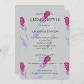 Graurosa Blume Brautparty Einladung (Vorne/Hinten)