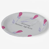 Graurosa Blume Brautparty Pappteller (Schrägansicht)