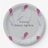 Graurosa Blume Brautparty Pappteller (Vorderseite)