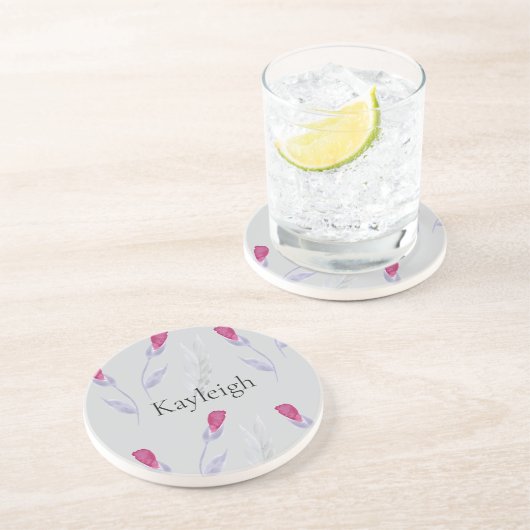 Graurosa Blume Getränkeuntersetzer (Seite)